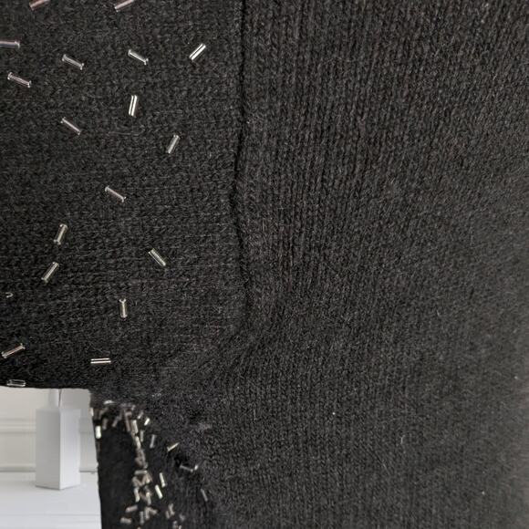 Vintage 90s IB Diffusion Beaded Flames Sweater Size M Black Silk Angora - Picture 11 of 13
